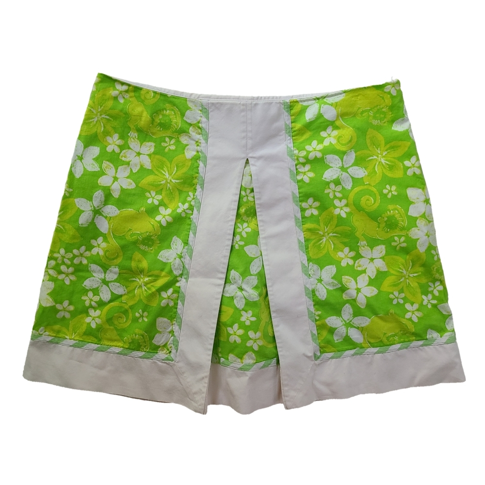Lilly Pulitzer lime green tropical lion mini skirt